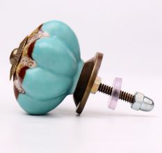Sea Green And Brown Ceramic Cabinet Knobs