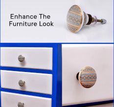 Golden Border Pattern Flat Ceramic Cabinet Knob