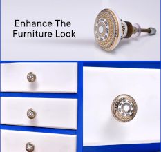 Golden Wheel Pattern Flat Ceramic Cabinet Knob