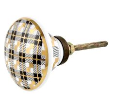 Black Golden Check Pattern Flat Ceramic Dresser Knobs