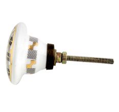 Black Golden Check Pattern Flat Ceramic Dresser Knobs