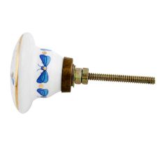 Blue Golden Firefly glowworm Pattern Flat Ceramic Dresser Knob