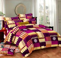 Big Check Purple Calvin Cotton Bed sheet With Two Pillow Covers