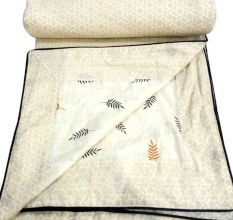 Floral Stylish Ivory Cream Traditional Design Double Bed Cotton Dohar Comforter