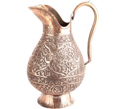 Vintage Copper Jug Carved Islamic Art For Home Decor