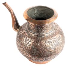 Vintage Copper Pot Sagar Carved Very Finally