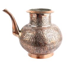 Vintage Copper Pot Sagar Carved Very Finally