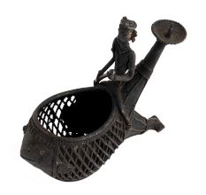 Tribal Fish Candle Stand With Man Jali Work