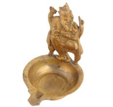 Oil Lamp With Ganesha Plate
