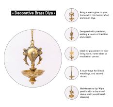 Handmade Golden Brass Hanging Diya Home Temple Pooja Room With Chain