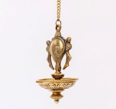Handmade Golden Brass Hanging Diya Home Temple Pooja Room With Chain