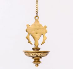 Handmade Golden Brass Hanging Diya Home Temple Pooja Room With Chain