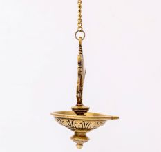 Handmade Golden Brass Hanging Diya Home Temple Pooja Room With Chain