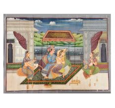Mughal Canvas Painting Showing Harems Of the Mughal Emperor