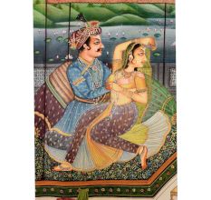 Mughal Canvas Painting Showing Harems Of the Mughal Emperor