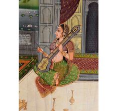 Mughal Canvas Painting Showing Harems Of the Mughal Emperor