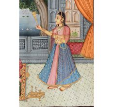 Indian Canvas Mogul Empire Harem Folk Painting