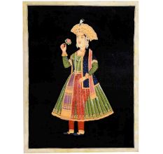Canvas Mughal Painting Of Empress Mumtaz Smelling A Flower
