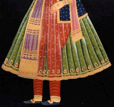 Canvas Mughal Painting Of Empress Mumtaz Smelling A Flower