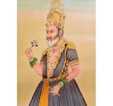 Canvas Mughal Portrait of Emperor Shah Jahan Holding A Flower