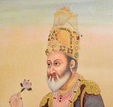 Canvas Mughal Portrait of Emperor Shah Jahan Holding A Flower