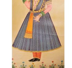 Canvas Mughal Portrait of Emperor Shah Jahan Holding A Flower