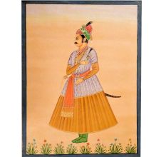 Canvas Painting Of Emperor Jahangir Standing With Sword