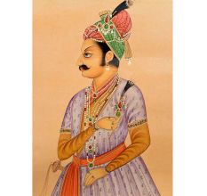 Canvas Painting Of Emperor Jahangir Standing With Sword