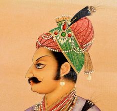 Canvas Painting Of Emperor Jahangir Standing With Sword
