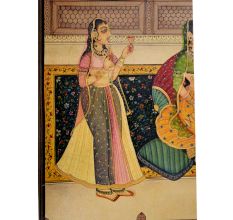 Mughal Canvas Painting Of Munhall Emperor With  His Consorts