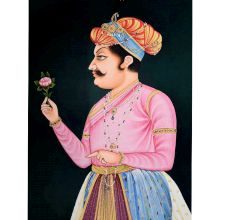 Handmade Indian Royalty Portrait Painting of Emperor Shah Jahan