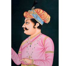 Handmade Indian Royalty Portrait Painting of Emperor Shah Jahan