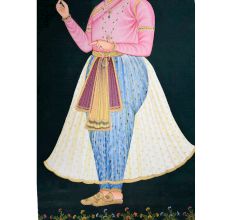 Handmade Indian Royalty Portrait Painting of Emperor Shah Jahan