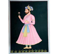 Handmade Canvas Painting Of A Mughal Emperor