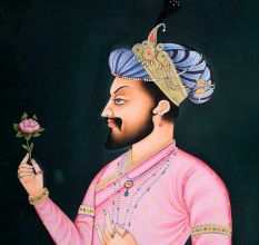 Handmade Canvas Painting Of A Mughal Emperor