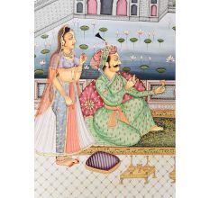 Handmade Moghul Empire Harem Dance And Wine Scene Painting