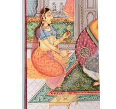 Handmade Canvas Painting of Mughal Emperor In Open Terrace Harem Court