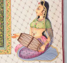 Handmade Canvas Mughal Painting Emperor Dynasty Love Scene