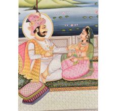Handmade Canvas Mughal Period Harem Folk Painting