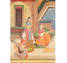 Handmade Mughal Canvas painting Of Royal Beloveds