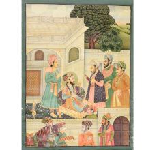 Handmade Canvas Painting Of Mughal Harem Love Scene