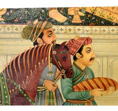 Handmade Canvas Painting Of Mughal Harem Love Scene