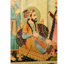 Handmade Canvas Painting Of Mughal Harem Love Scene