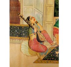 Handmade Mughal Canvas Painting Of Mujra To Entertain the King