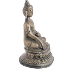 Handmade Antique Black Finish Brass Meditating Buddha Statue