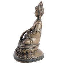 Handmade Antique Black Finish Brass Meditating Buddha Statue