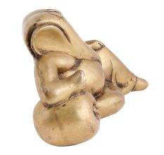 Handmade Golden Brass Relaxing Ganesha Statue