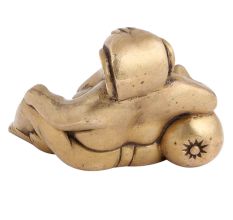 Handmade Golden Brass Relaxing Ganesha Statue