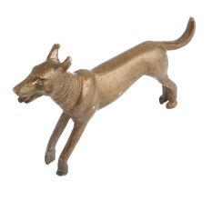 Handmade Antique Golden Brass Standing Dog Statue