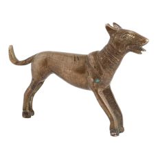 Handmade Antique Golden Brass Standing Dog Statue